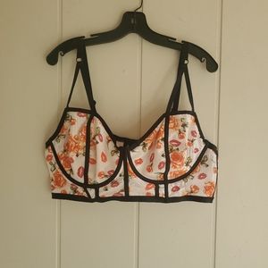 Torrid Curve Bra Womens Size 3 Floral sheer Mesh Underwire strappy
